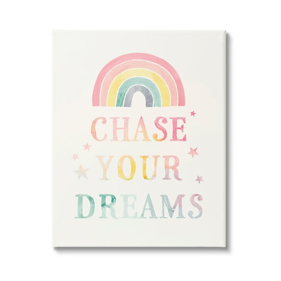 Stupell Industries Chase Your Dreams Starry Rainbow Watercolor Detail Graphic Art Gallery Wrapped Canvas Print Wall Art, Design by Victoria Barnes