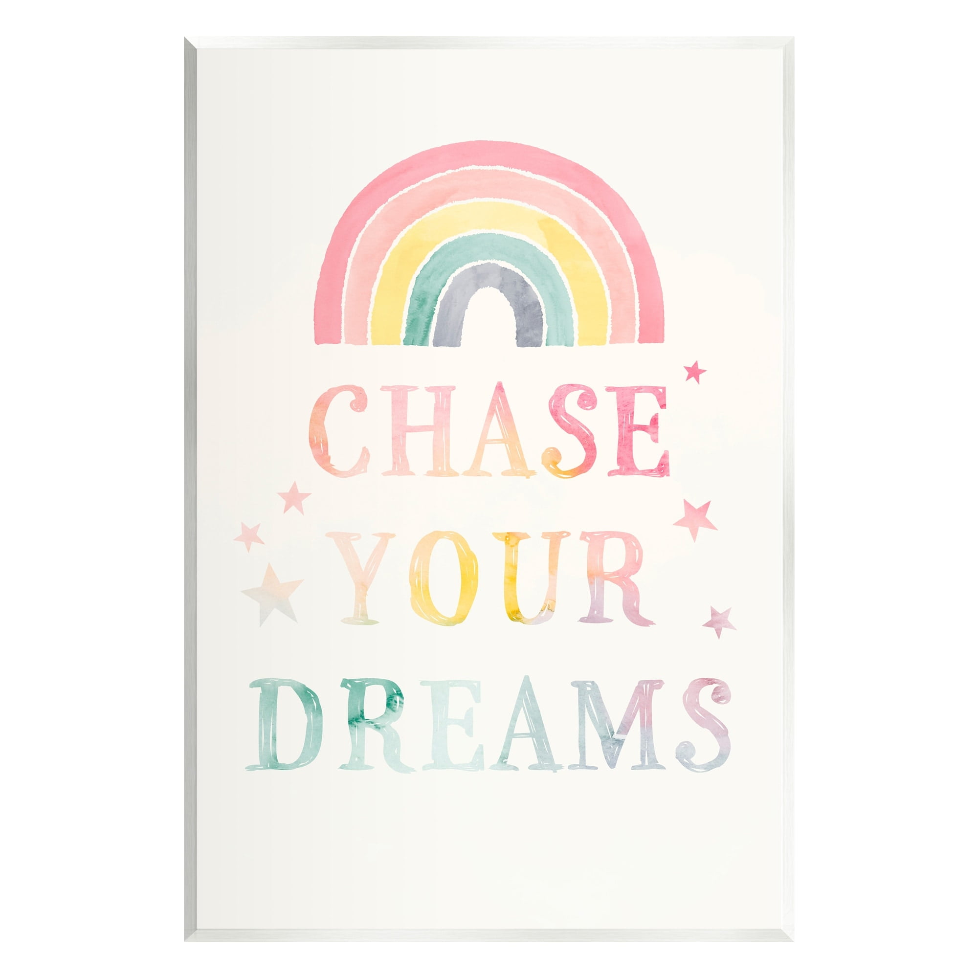 Stupell Industries Chase Your Dreams Starry Rainbow Watercolor Detail Graphic Art Unframed Art Print Wall Art, Design by Victoria Barnes