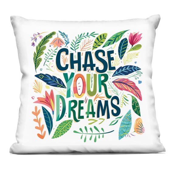 Stupell Industries Chase Your Dreams on Leaves Decorative Printed Throw Pillow design by Lettered and Lined, 18 x 7 x 18