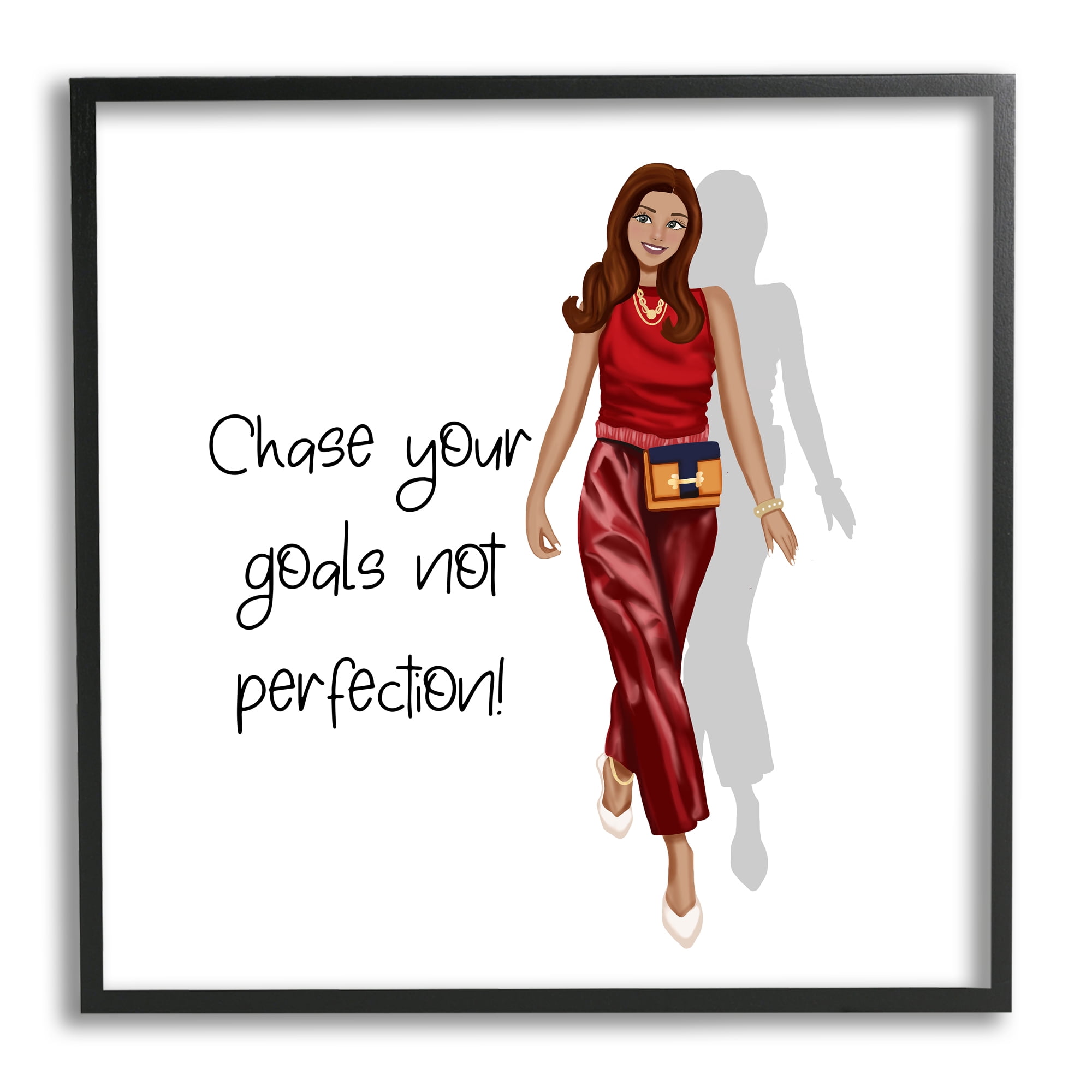 Stupell Industries Chase Your Goals Phrase Inspirational Painting Black Framed Art Print Wall Art, 24 x 24