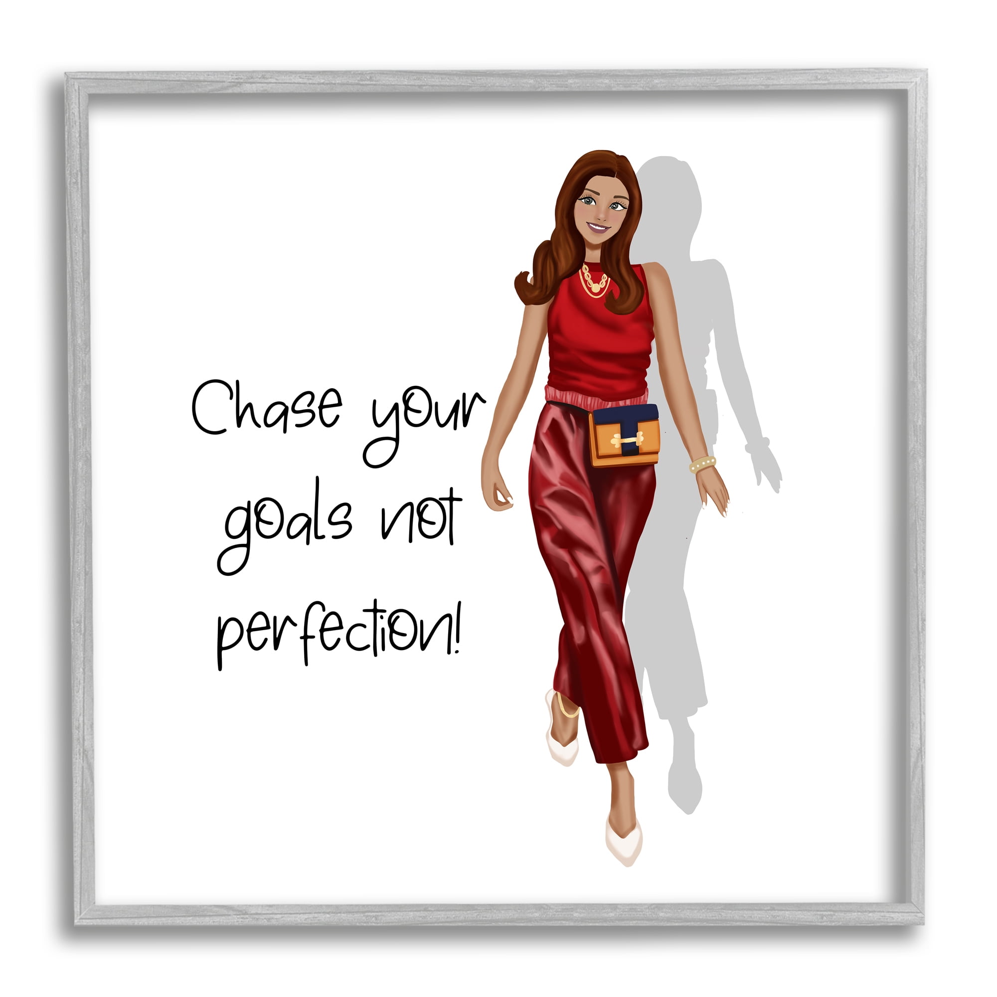 Stupell Industries Chase Your Goals Phrase Inspirational Painting Gray Framed Art Print Wall Art, 17 x 17
