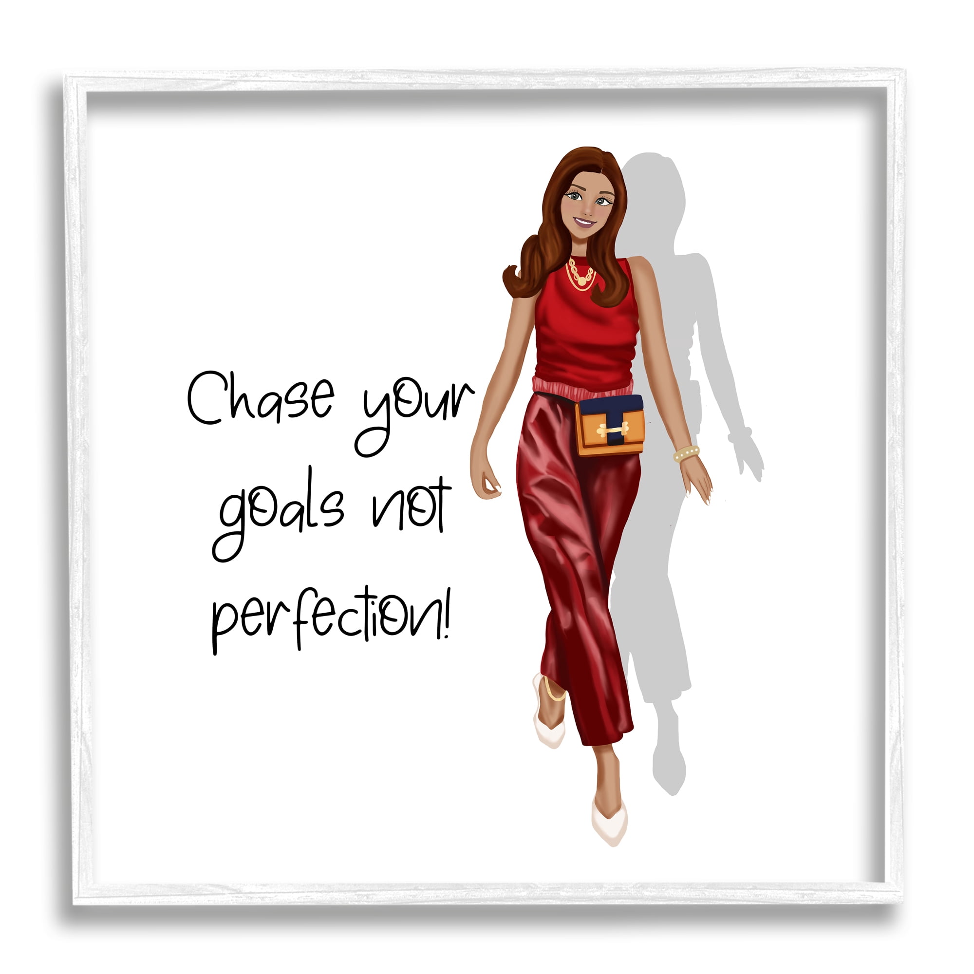 Stupell Industries Chase Your Goals Phrase Inspirational Painting White Framed Art Print Wall Art, 17 x 17