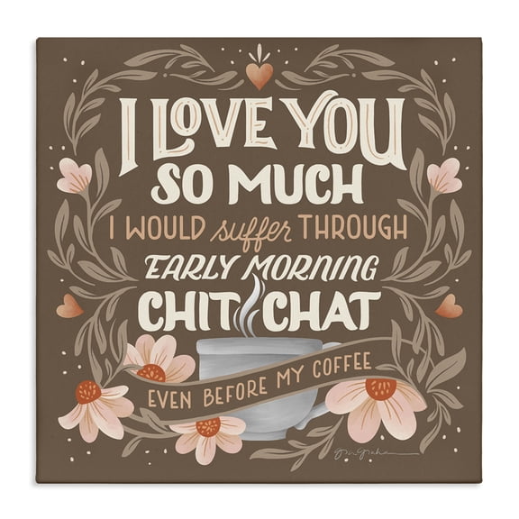 Stupell Industries Chat Before Coffee Humor Food & Beverage Painting Wrapped Canvas Art Print Wall Art, 17 x 17