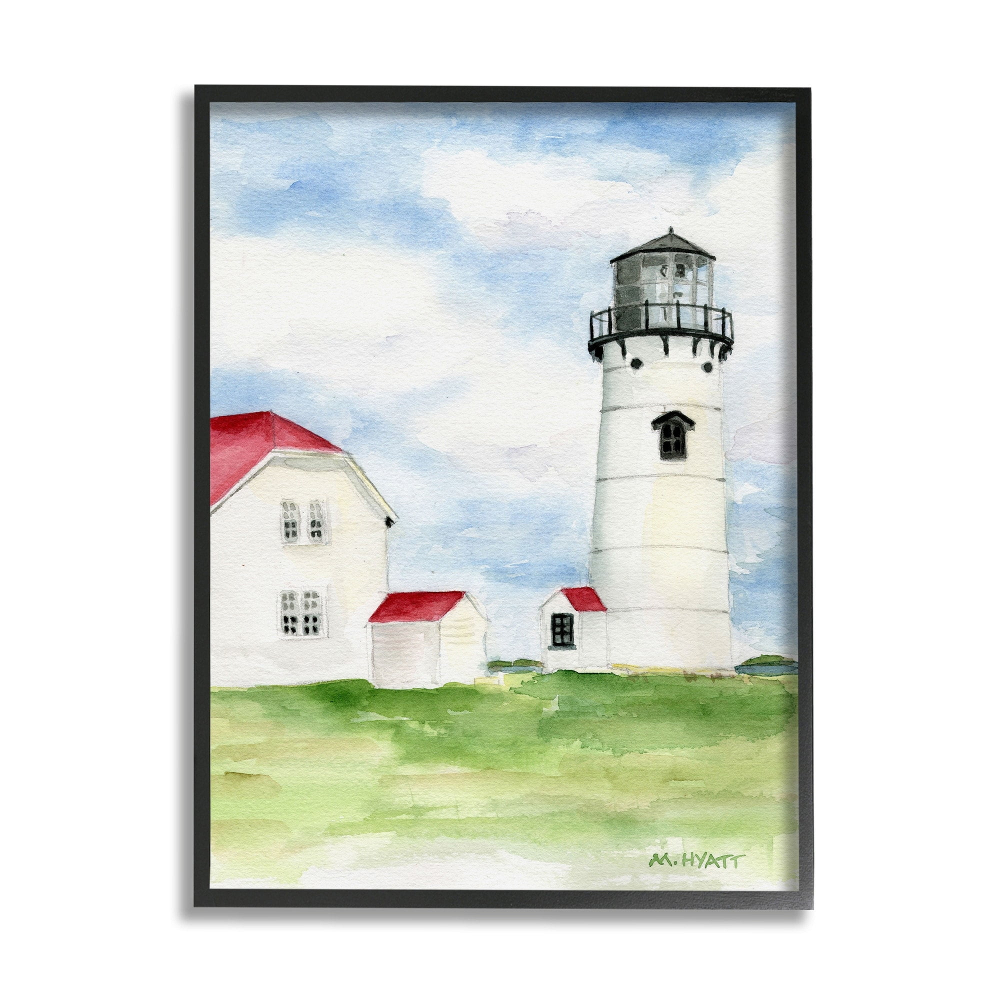 Stupell Industries Chatham Harbor Lighthouse Coastal Cape Destination Black Framed, 24 x 30, Design by Melissa Hyatt LLC