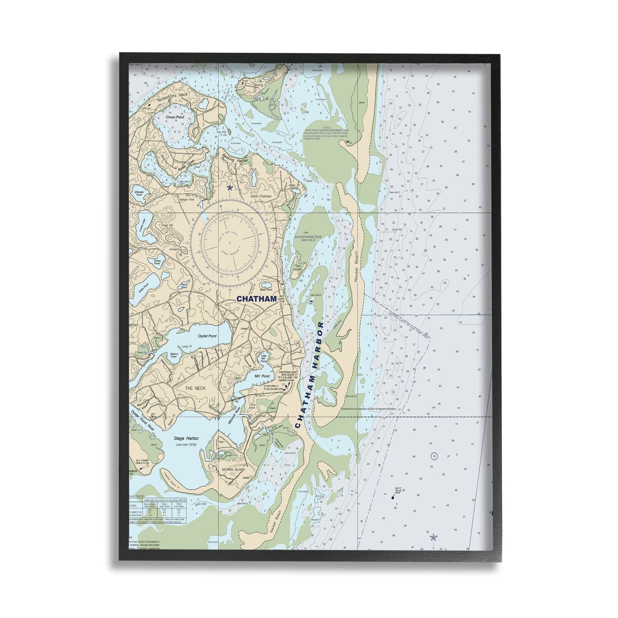 Stupell Industries Chatham Harbor Traditional Nautical Map Grey Blue, 11 x 14, Designed by Daphne Polselli
