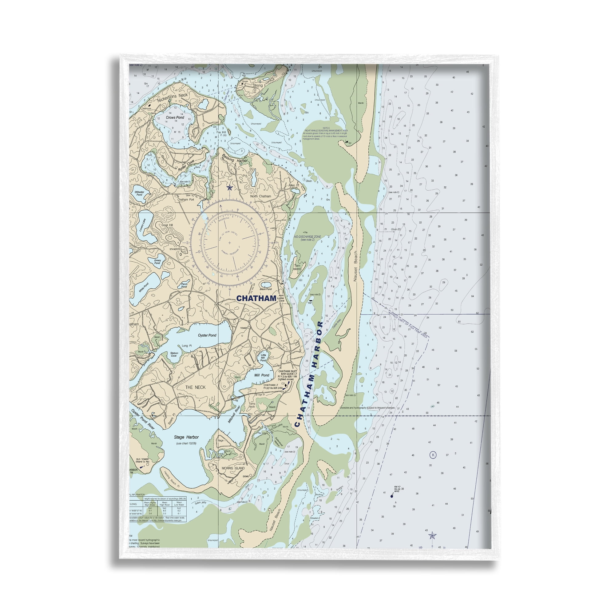 Stupell Industries Chatham Harbor Traditional Nautical Map Grey Blue, 16 x 20, Designed by Daphne Polselli