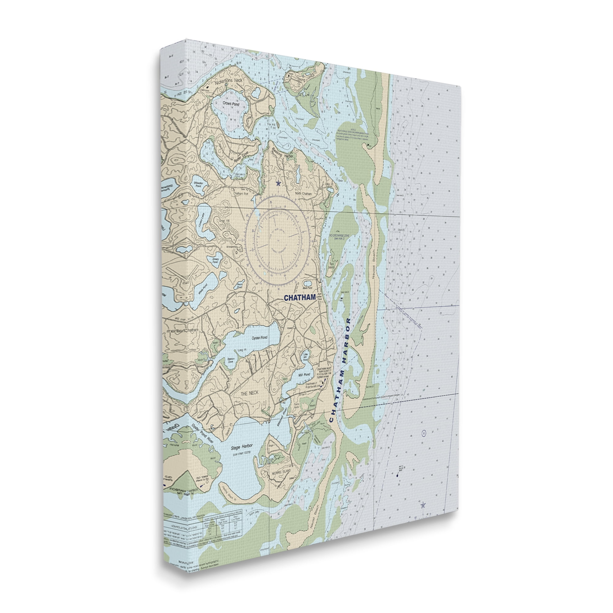 Stupell Industries Chatham Harbor Traditional Nautical Map Grey Blue, 36 x 48, Designed by Daphne Polselli
