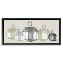 Stupell Industries Checker Plaid Patterned Pumpkins Landscape Painting Black Floater Framed Canvas Art Print Wall Art, 25 x 11
