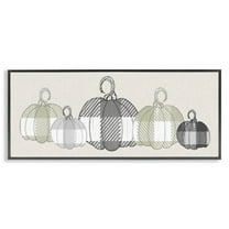 Stupell Industries Checker Plaid Patterned Pumpkins Landscape Painting Black Framed Art Print Wall Art, 24 x 10