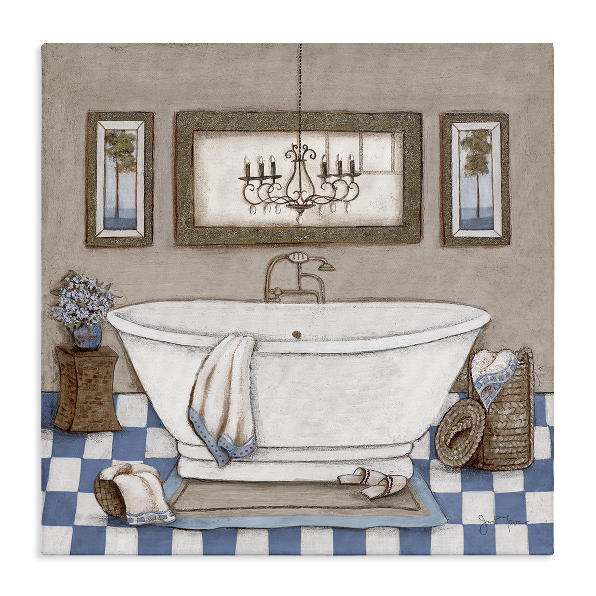 Stupell Industries Checkered Bathroom & Chandelier Canvas Wall Art, design by Janet Tava
