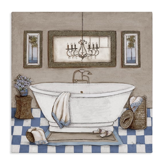 Stupell Industries Traditional Checkered Bathroom & Chandelier Canvas Art, 17 x 17, by Janet Tava