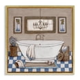 thumbnail image 1 of Stupell Industries Traditional Checkered Bathroom & Chandelier Gold Floating Frame Canvas Art, 25 x 25, by Janet Tava, 1 of 8
