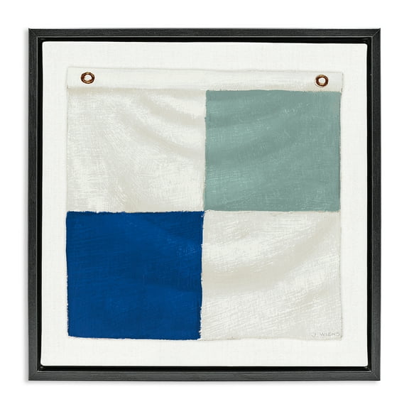 Stupell Industries Checkered Boat Flag Nautical & Beach Painting Black Floater Framed Canvas Art Print Wall Art, 18 x 18