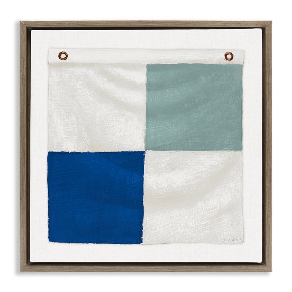 Stupell Industries Contemporary Checkered Boat Flag Brown Floating Frame Canvas Art, 18 x 18, by James Wiens