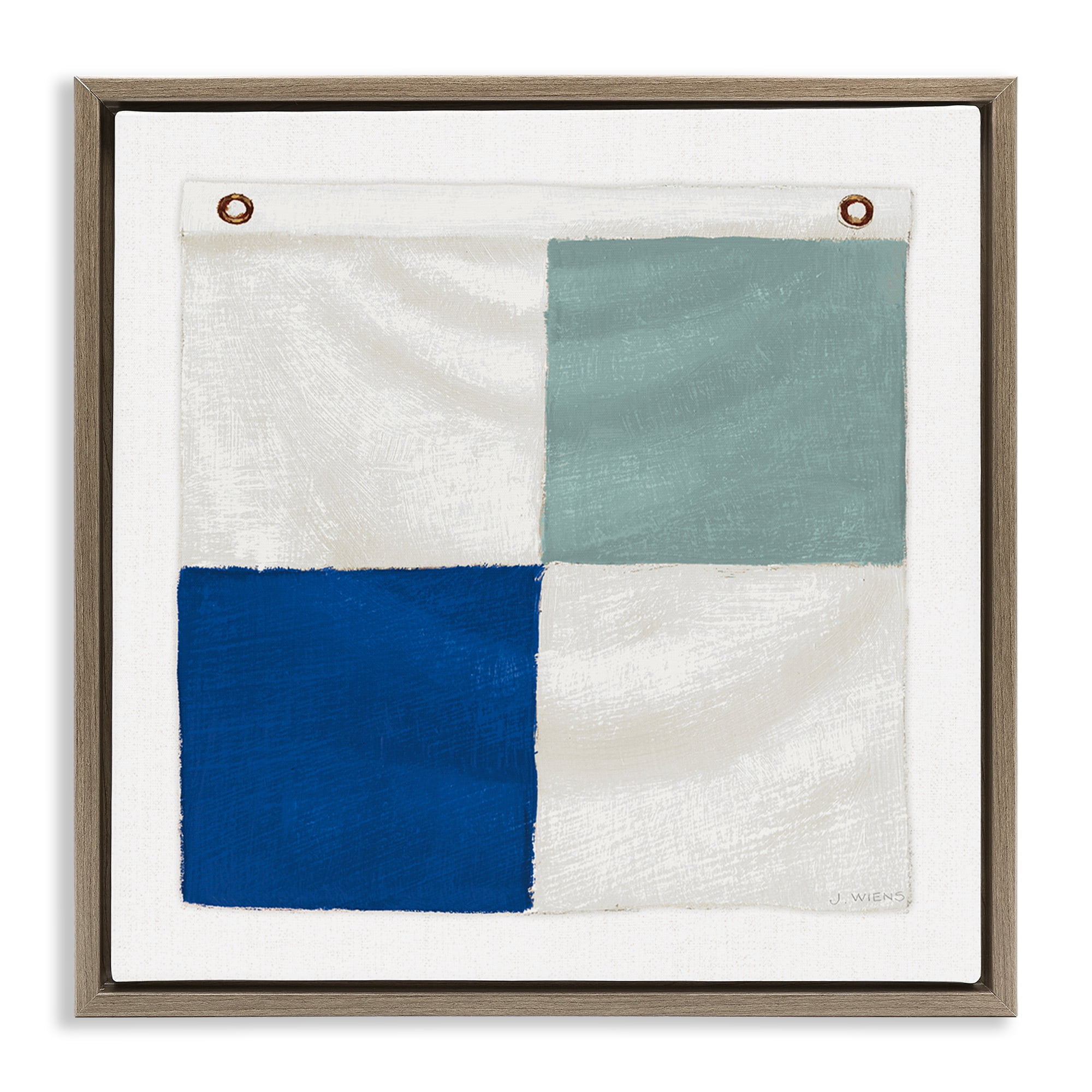 Stupell Industries Checkered Boat Flag Nautical & Beach Painting Brown Floater Framed Canvas Art Print Wall Art, 18 x 18