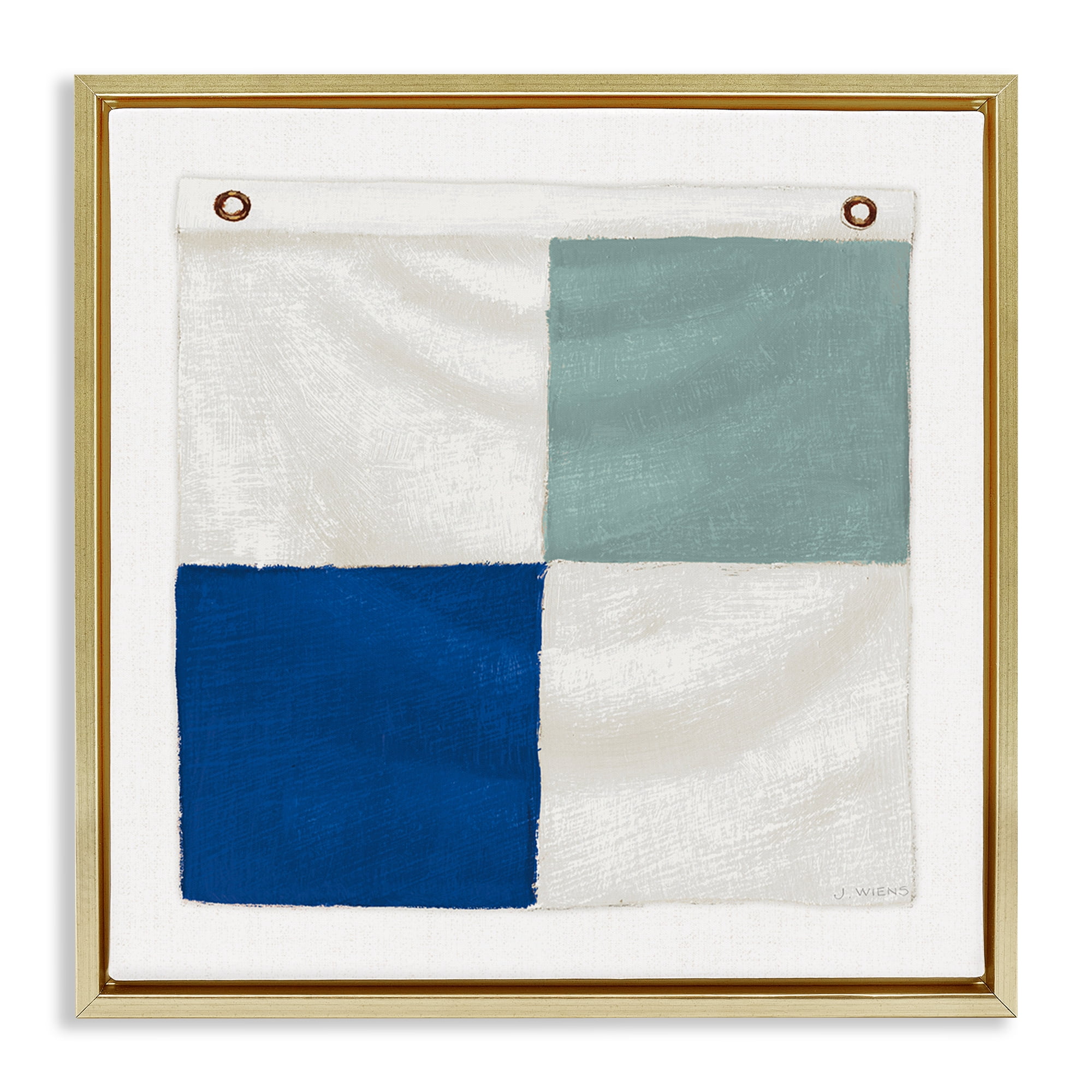 Stupell Industries Checkered Boat Flag Nautical & Beach Painting Gold Floater Framed Canvas Art Print Wall Art, 18 x 18