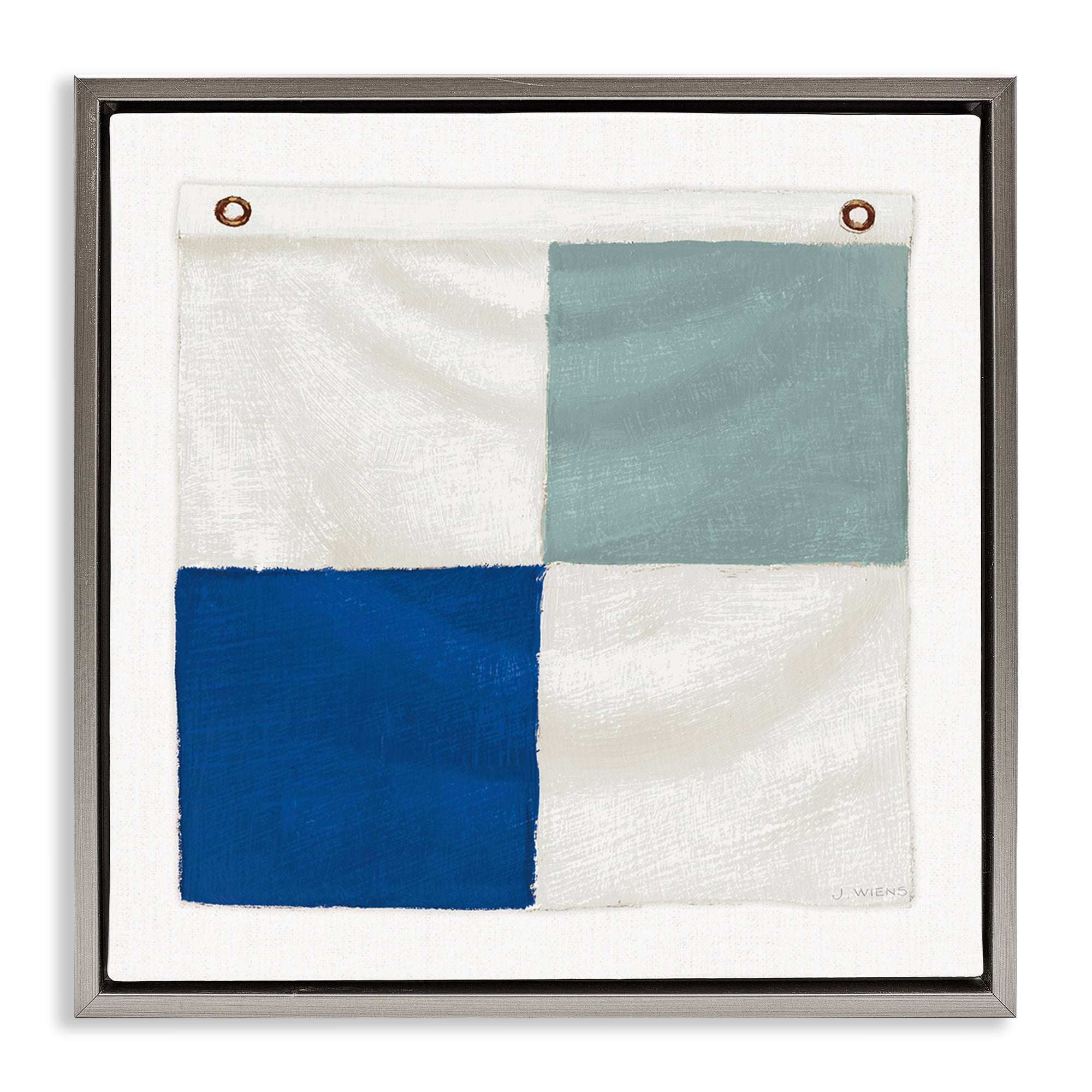 Stupell Industries Checkered Boat Flag Nautical & Beach Painting Gray Floater Framed Canvas Art Print Wall Art, 25 x 25