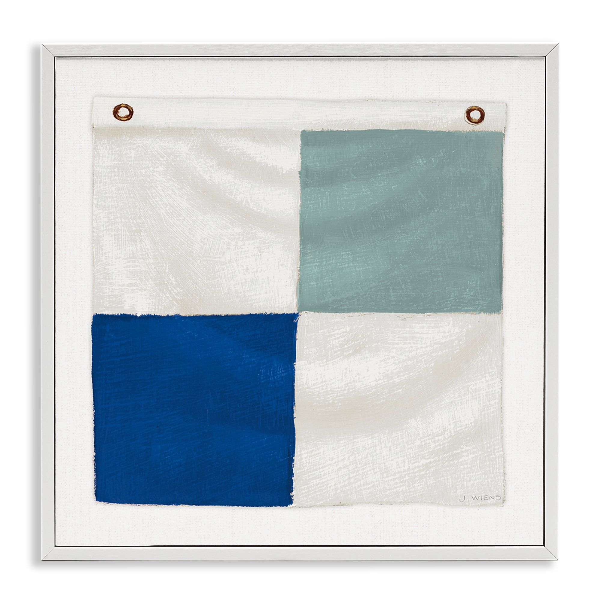 Stupell Industries Checkered Boat Flag Nautical & Beach Painting White Framed Art Print Wall Art, 12 x 12