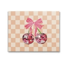 Stupell Industries Checkered Cherry Fruits Food & Beverage Painting Gallery Wrapped Canvas Art Print Wall Art, 20 x 16