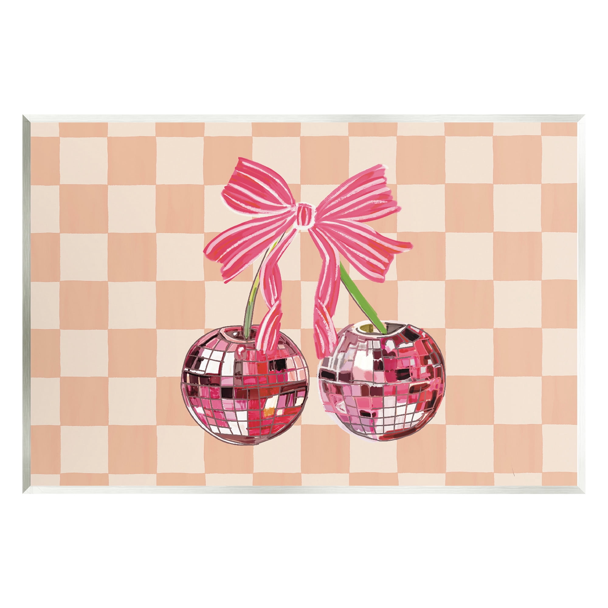 Stupell Industries Checkered Cherry Fruits Food & Beverage Painting Unframed Art Print Wall Art, 19 x 13