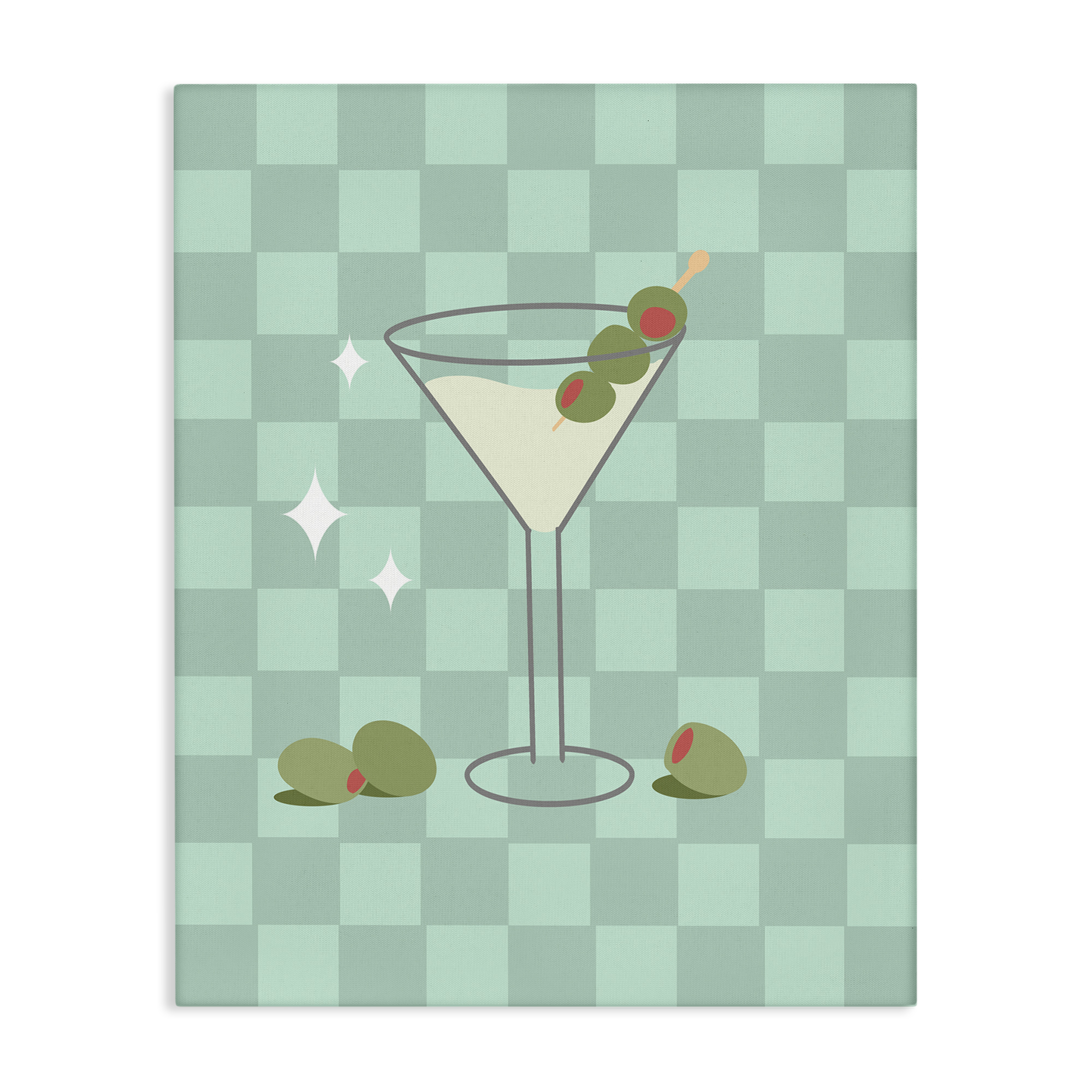 Stupell Industries Checkered Dirty Martini Food & Beverage Painting Wrapped Canvas Art Print Wall Art, 30 x 40