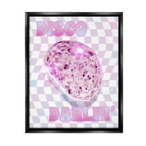 Stupell Industries Checkered Disco Darlin' Abstract Painting Black Floater Framed Canvas Art Print Wall Art, 17 x 21