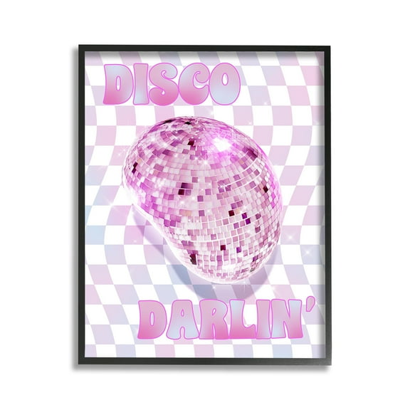 Stupell Industries Checkered Disco Darlin' Abstract Painting Black Framed Art Print Wall Art, 11 x 14