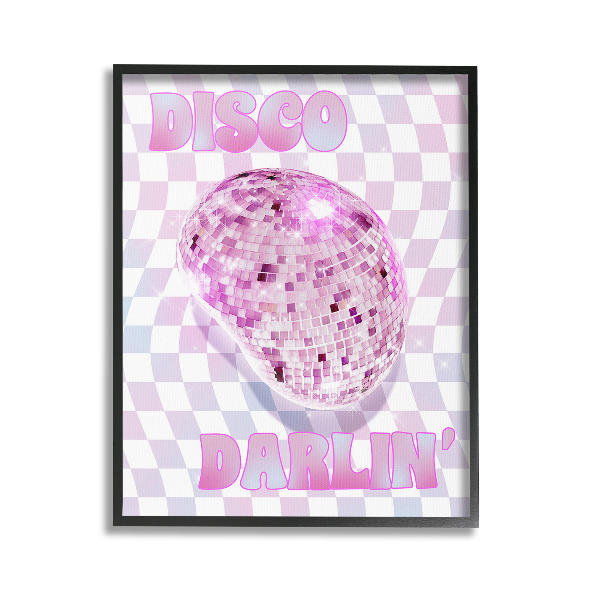 Stupell Industries Checkered Disco Darlin' Abstract Painting Black Framed Art Print Wall Art, 24 x 30