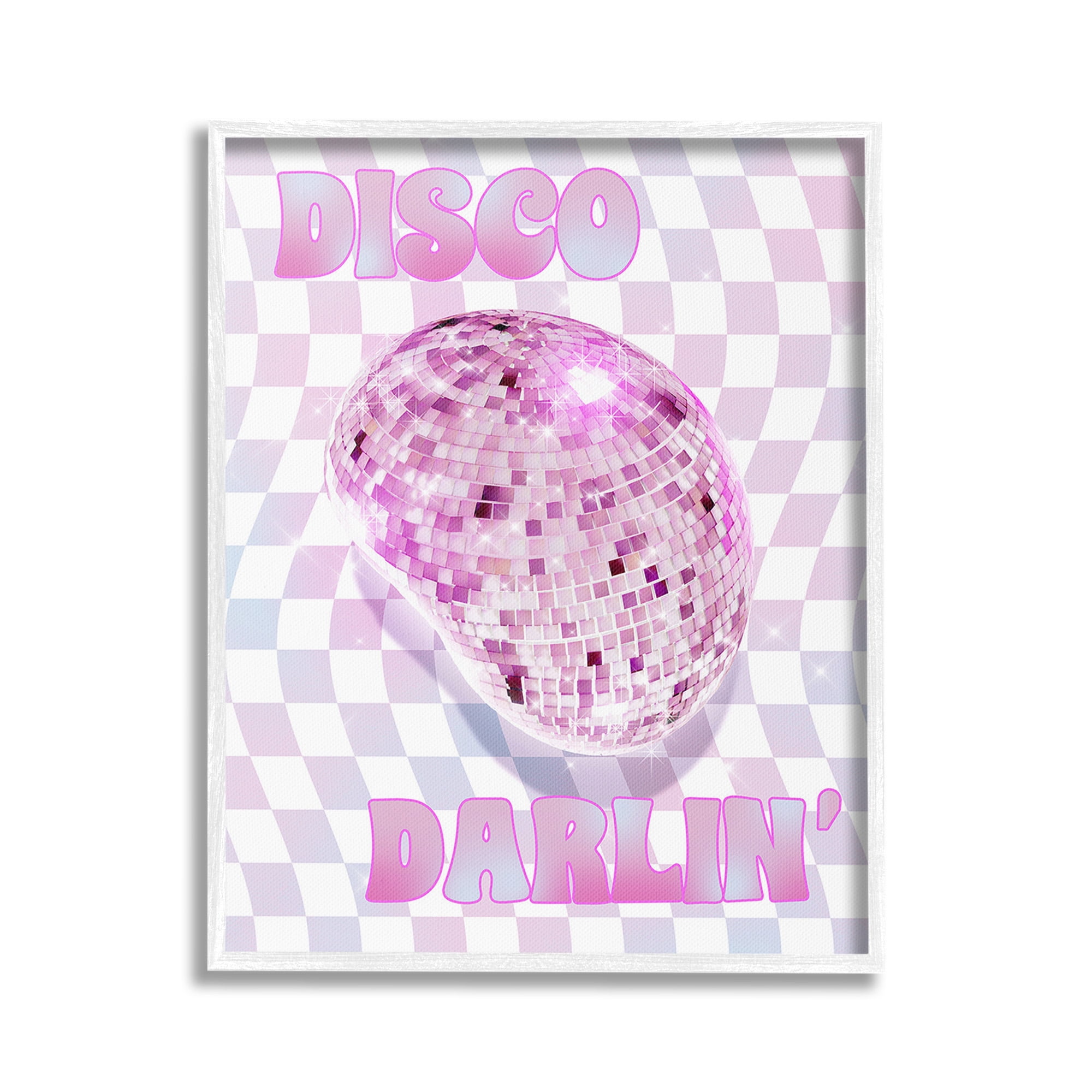 Stupell Industries Checkered Disco Darlin' Abstract Painting White Framed Art Print Wall Art, 24 x 30