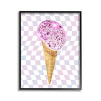 Stupell Industries Checkered Disco Ice Cream Food & Beverage Painting Black Framed Art Print Wall Art, 11 x 14