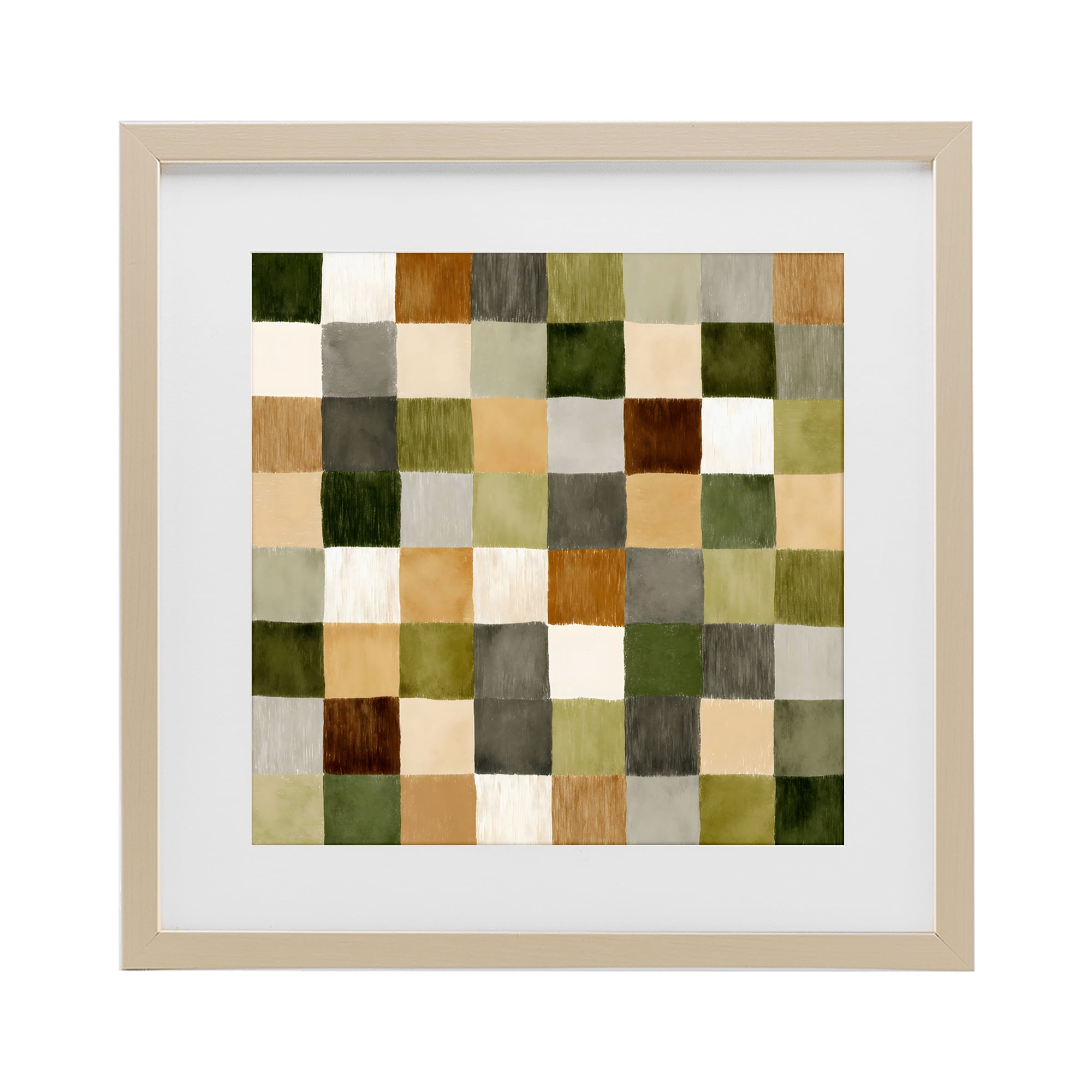 Stupell Industries Checkered Earth Tones Birch Framed Print Under Glass, design by Petal Prints Design