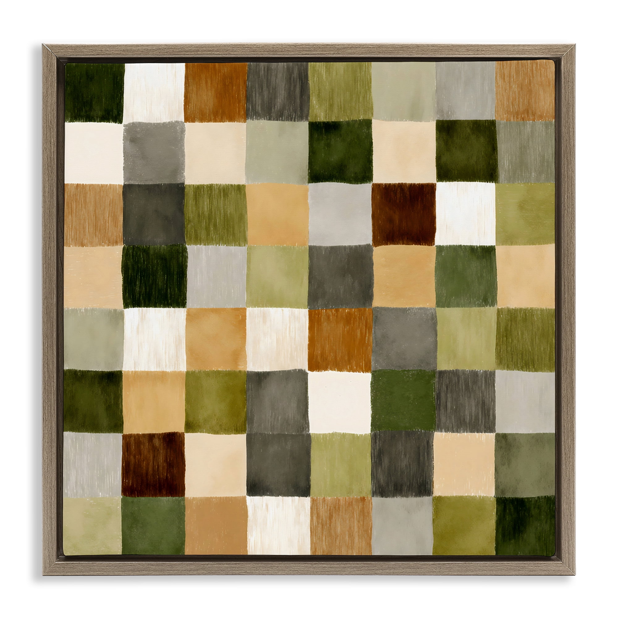 Stupell Industries Checkered Earth Tones Brown Framed Floater Canvas Wall Art, design by Petal Prints Design