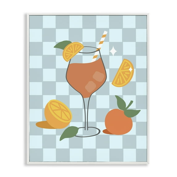 Stupell Industries Checkered Fruity Cocktail Food & Beverage Painting White Framed Art Print Wall Art, 16 x 20