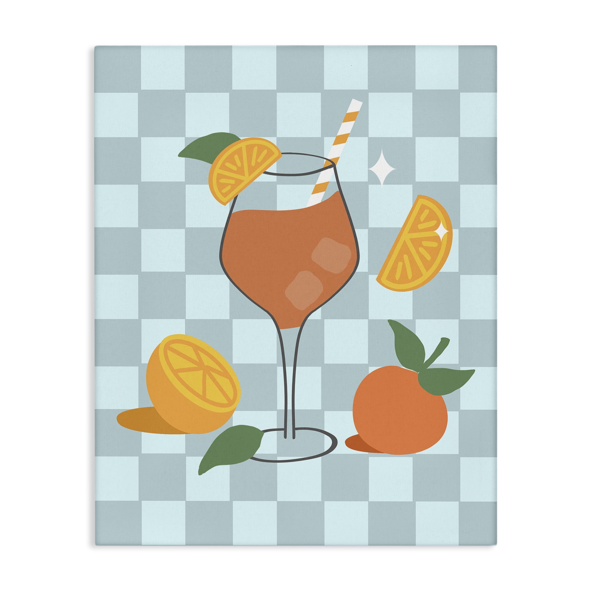 Stupell Industries Checkered Fruity Cocktail Food & Beverage Painting Wrapped Canvas Art Print Wall Art, 36 x 48