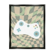 Stupell Industries Checkered Game Controller Beauty & Fashion Painting Black Floater Framed Art Print Wall Art, 17 x 21