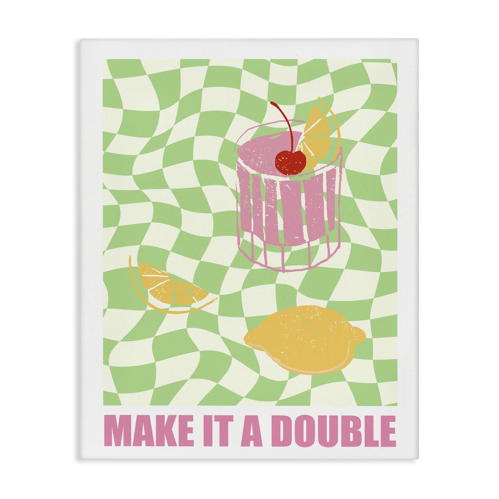 Stupell Industries Checkered Make It A Double Food & Beverage Painting Wrapped Canvas Art Print Wall Art, 16 x 20