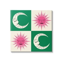 Stupell Industries Checkered Moon & Sun Landscape Painting Gallery Wrapped Canvas Art Print Wall Art, 17 x 17