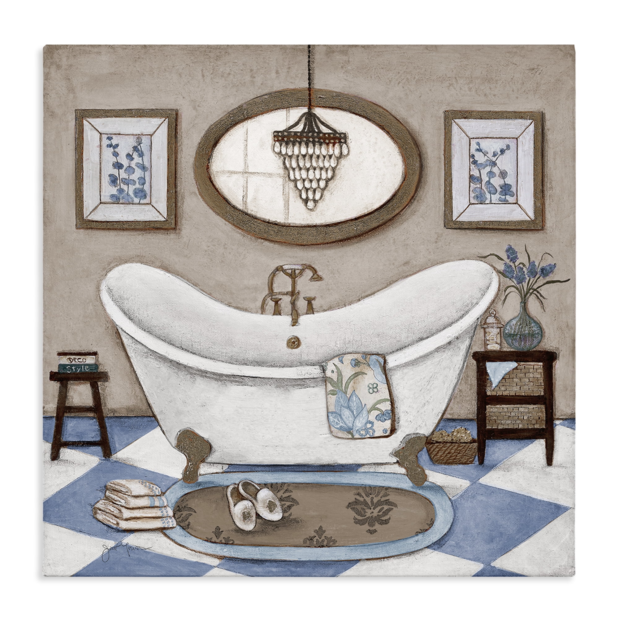 Stupell Industries Checkered Relaxing Bathtub Canvas Wall Art, design by Janet Tava