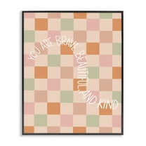 Stupell Industries Checkered You Are Brave Text & Numbers Painting Black Framed Art Print Wall Art, 11 x 14