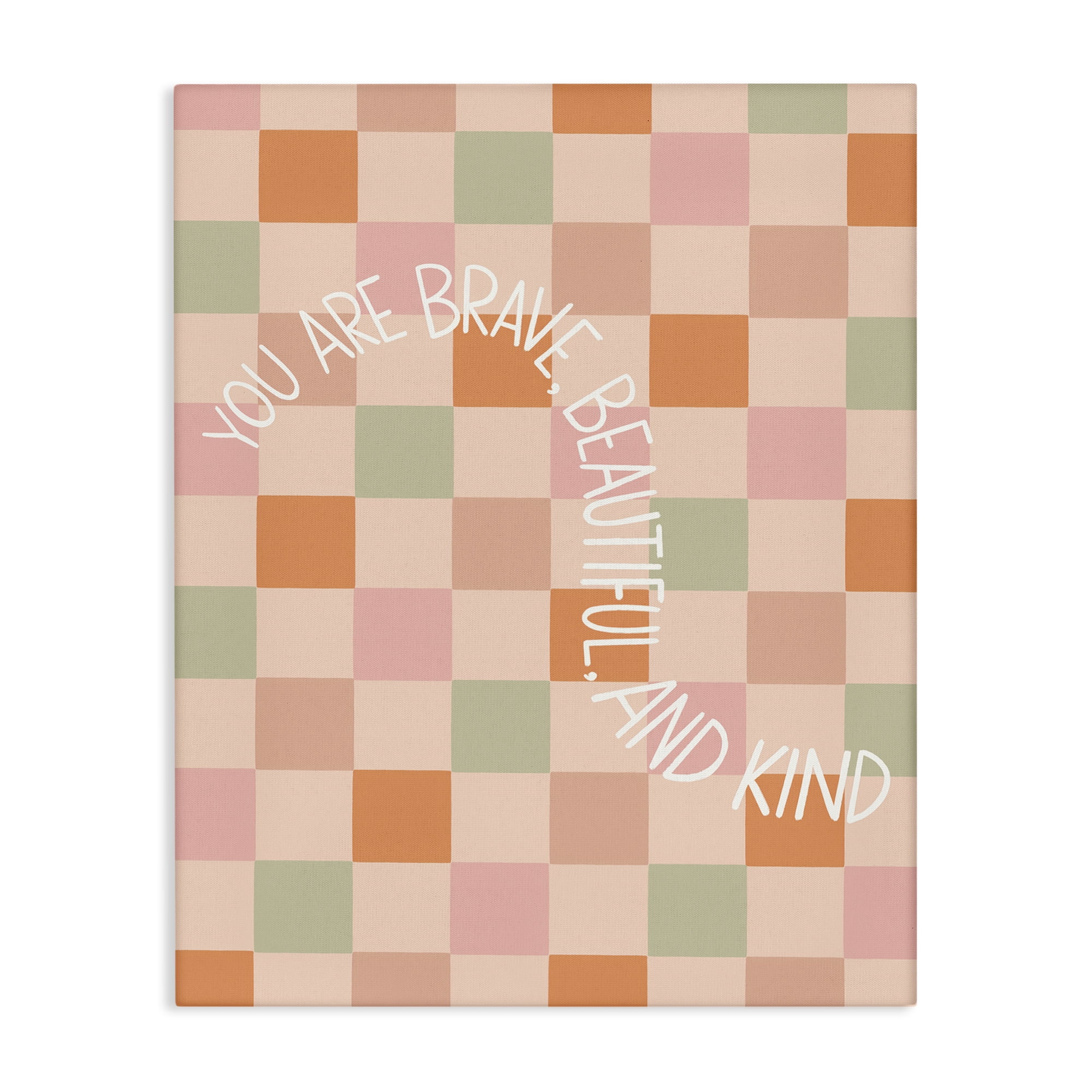 Stupell Industries Checkered You Are Brave Text & Numbers Painting Wrapped Canvas Art Print Wall Art, 30 x 40