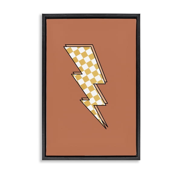 Stupell Industries Checking Lightning Bolt Abstract Painting Black Floater Framed Art Print Wall Art, 21 x 31