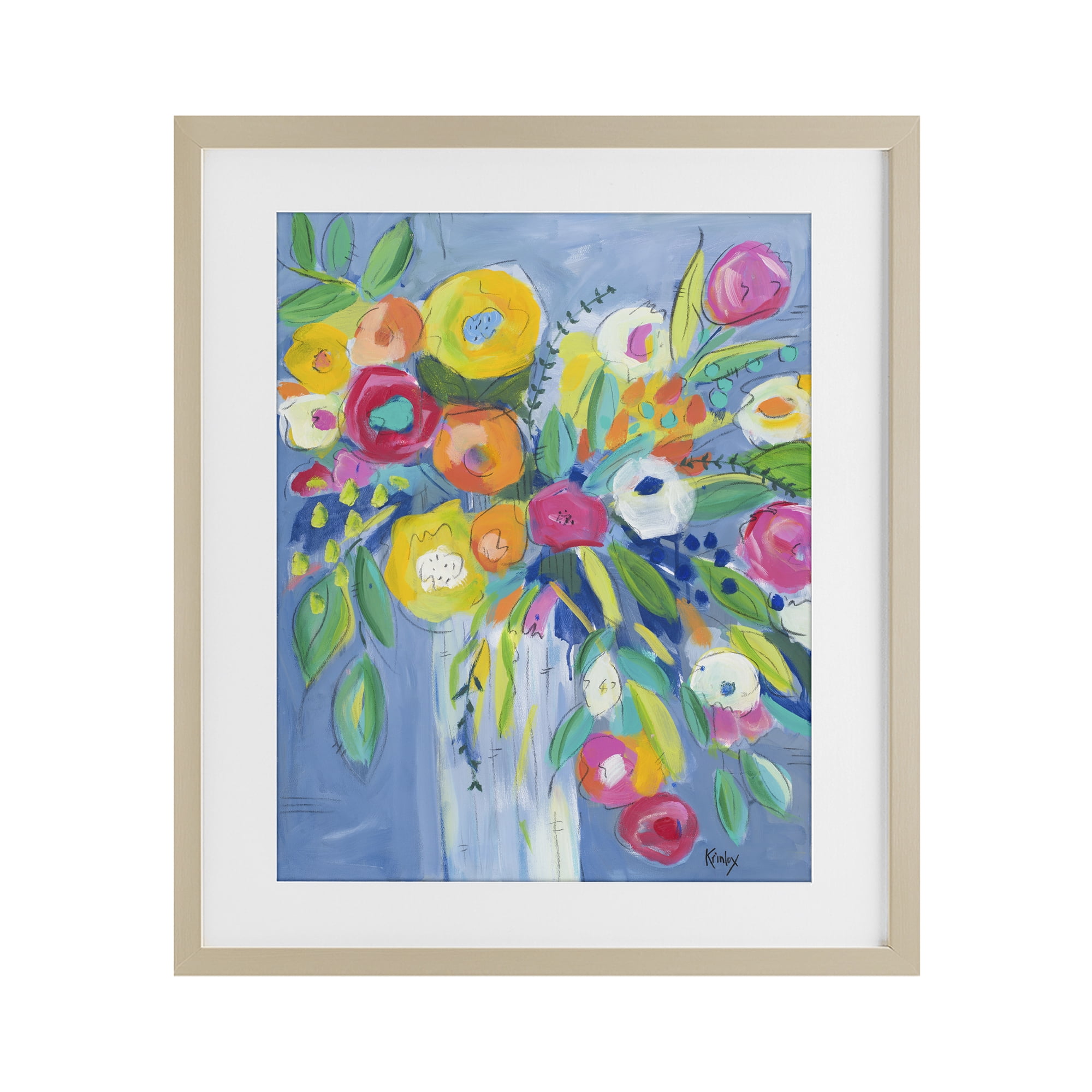 Stupell Industries Cheerful Blossom Energy Birch Framed Print Under Glass, design by Krinlox