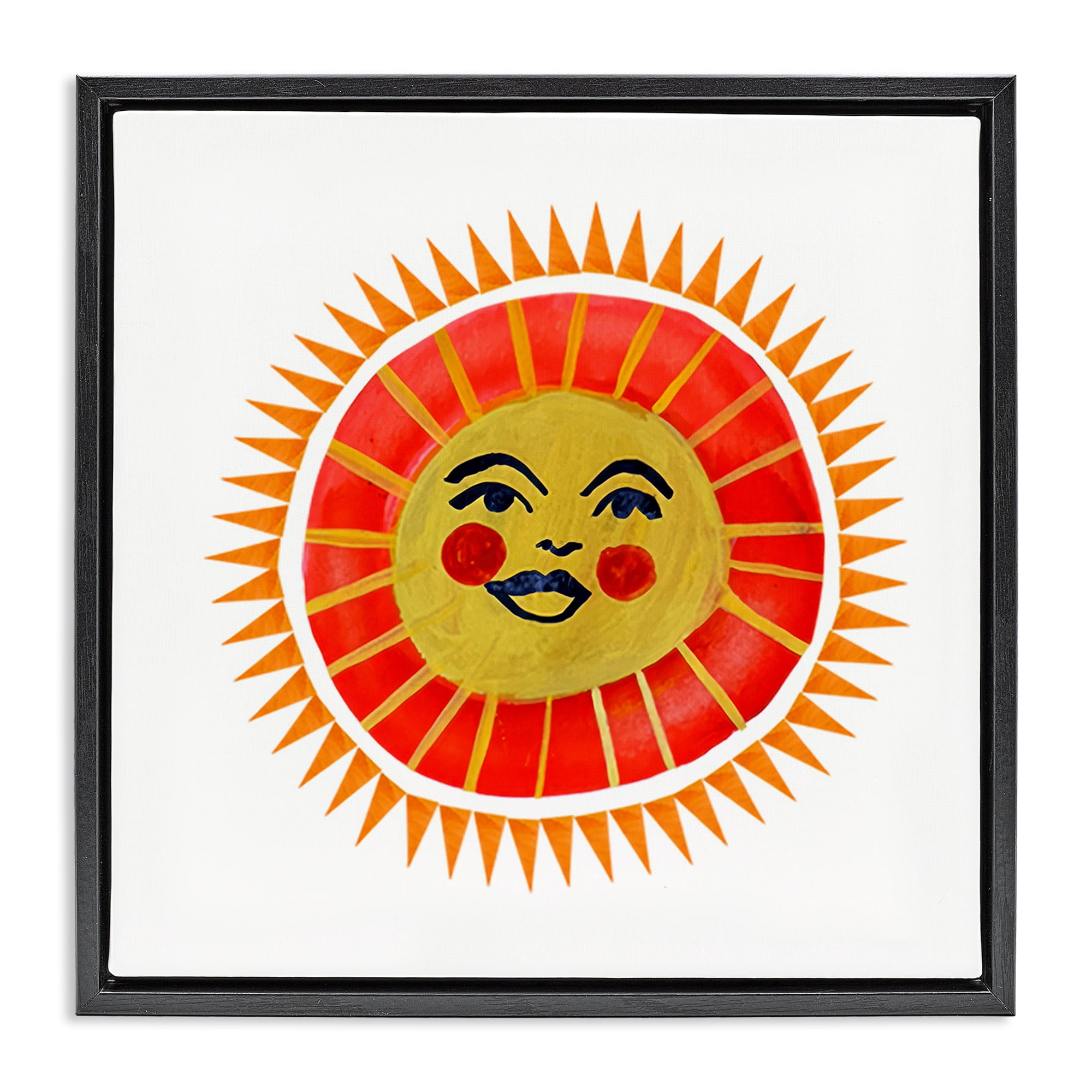 Stupell Industries Cheerful Boho Sun Black Framed Floater Canvas Wall Art, design by Katherine Herrell Studio