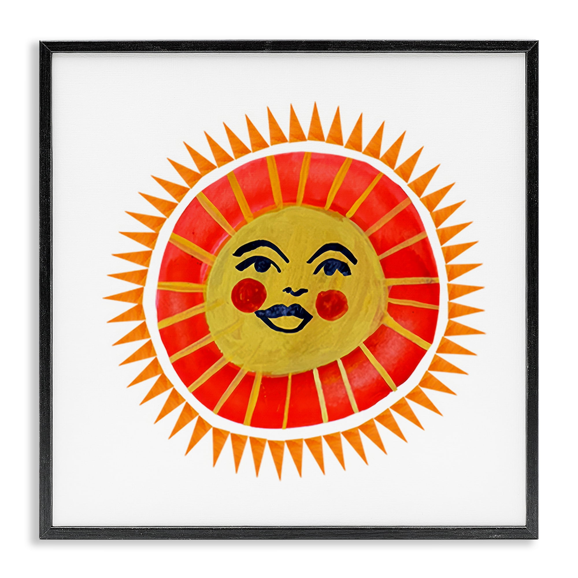 Stupell Industries Cheerful Boho Sun Black Framed Giclee Art, design by Katherine Herrell Studio