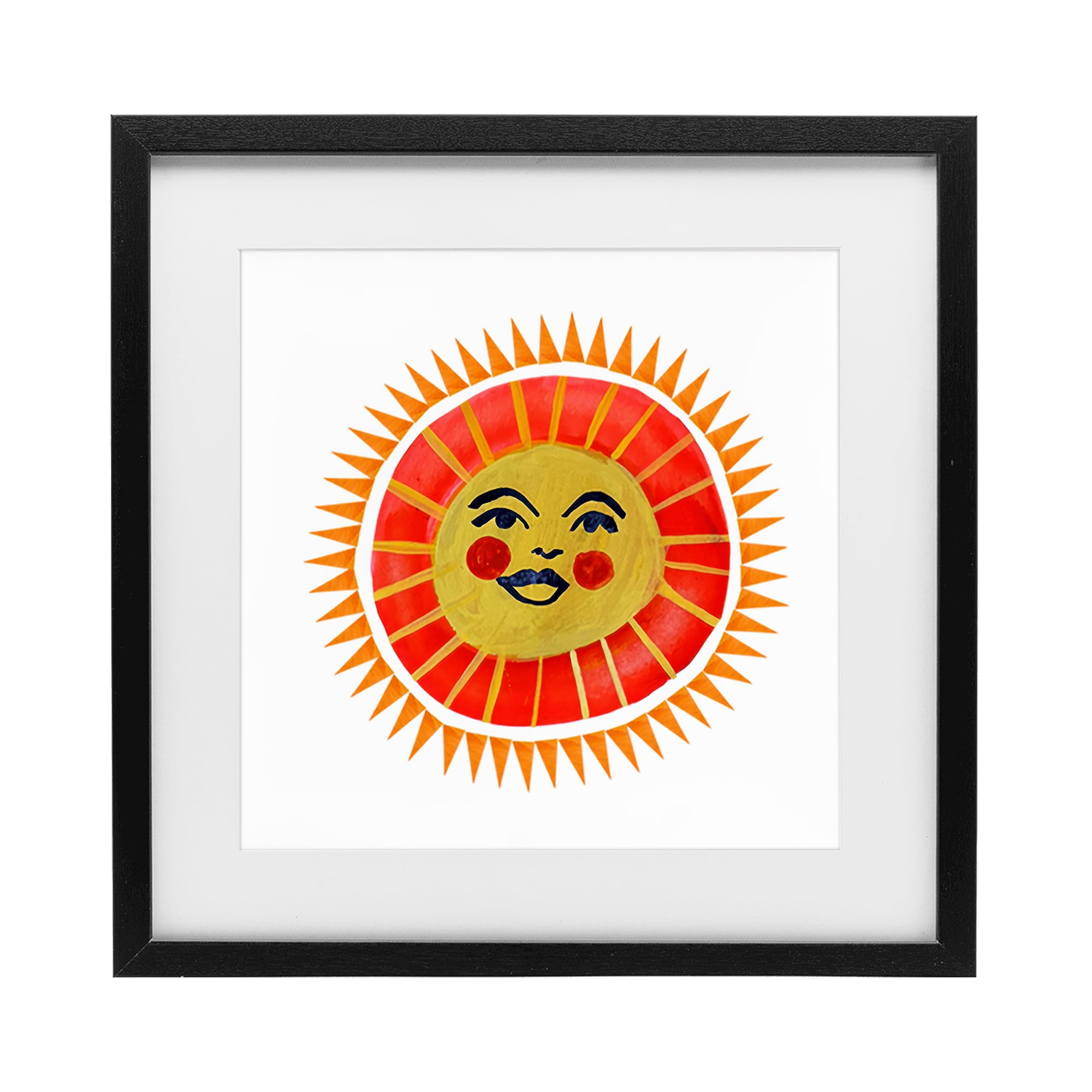 Stupell Industries Cheerful Boho Sun Black Framed Print Under Glass, design by Katherine Herrell Studio