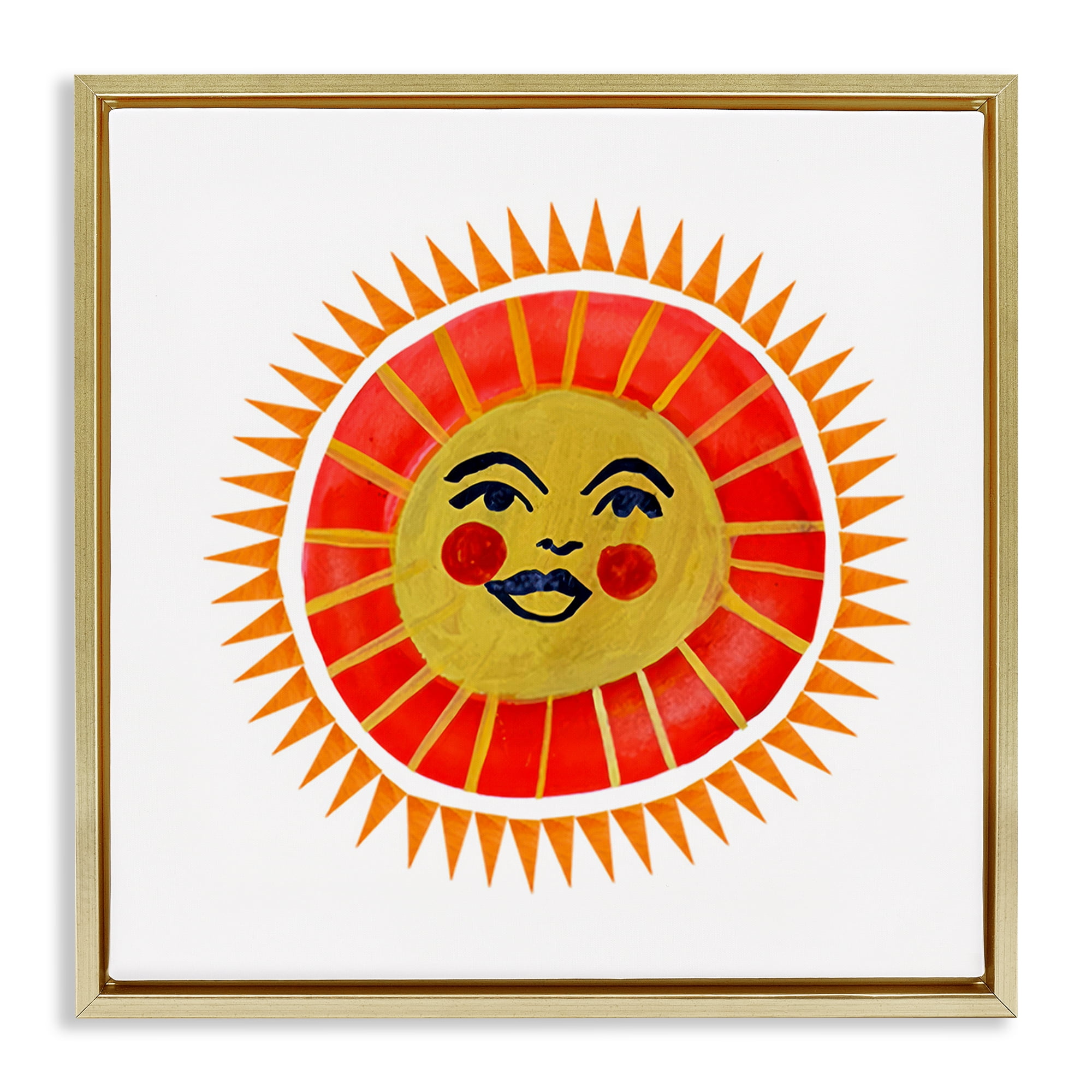 Stupell Industries Cheerful Boho Sun Gold Framed Floater Canvas Wall Art, design by Katherine Herrell Studio
