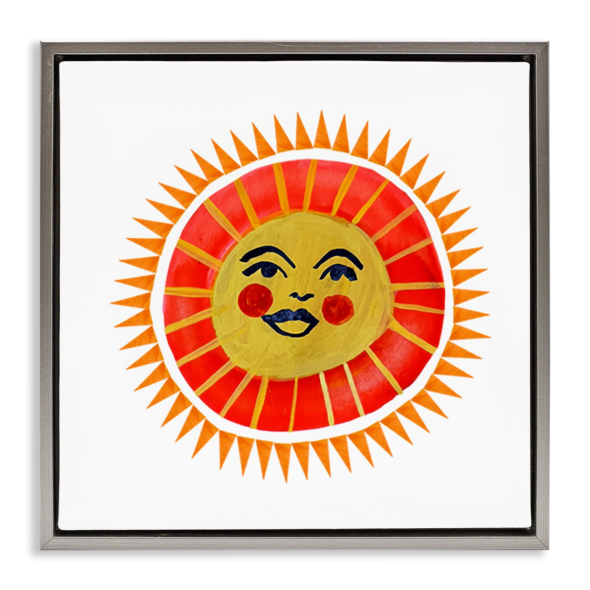 Stupell Industries Cheerful Boho Sun Gray Framed Floater Canvas Wall Art, design by Katherine Herrell Studio