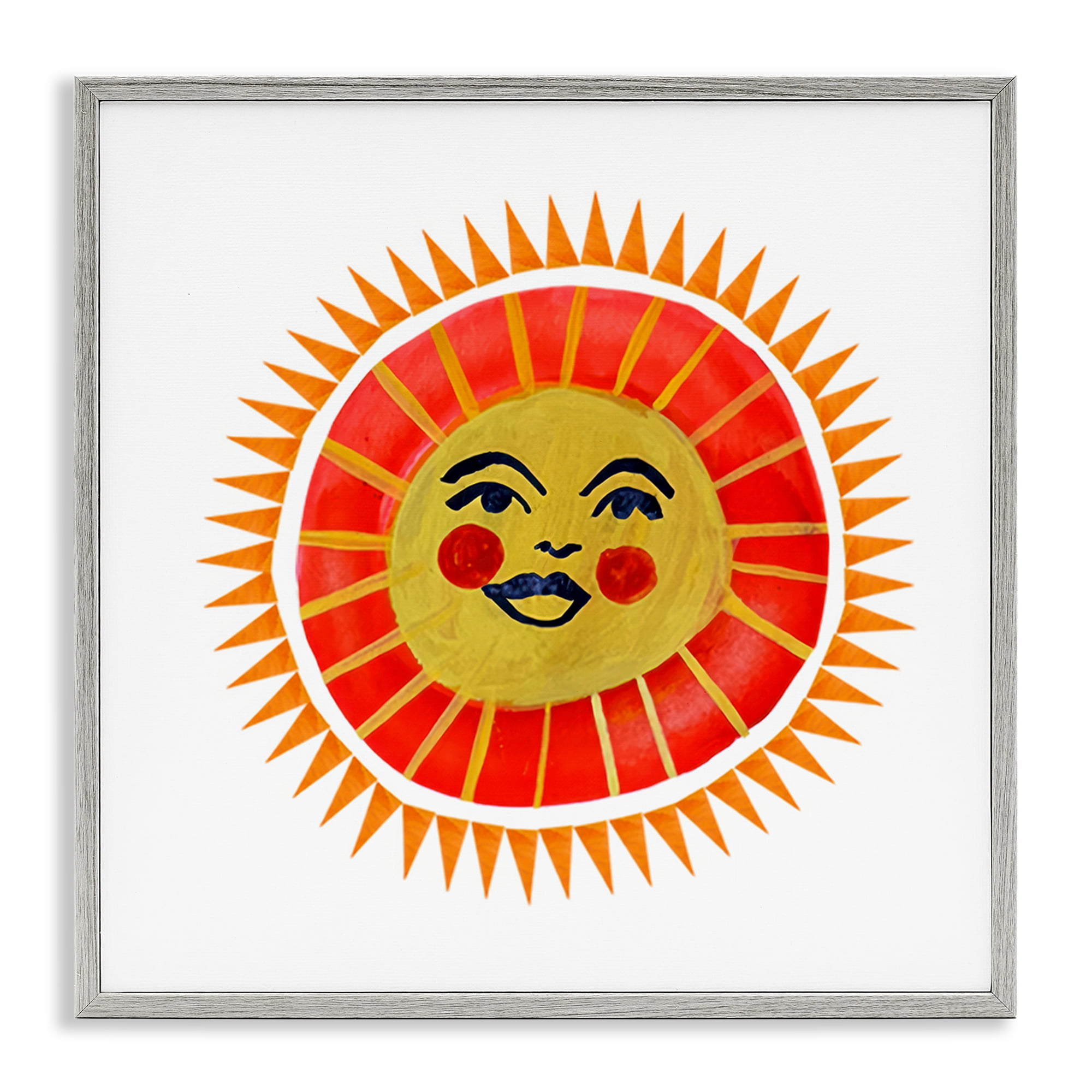 Stupell Industries Cheerful Boho Sun Gray Framed Giclee Art, design by Katherine Herrell Studio