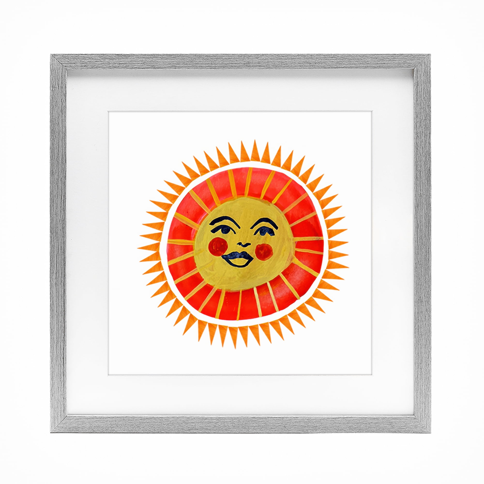 Stupell Industries Cheerful Boho Sun Gray Framed Print Under Glass, design by Katherine Herrell Studio