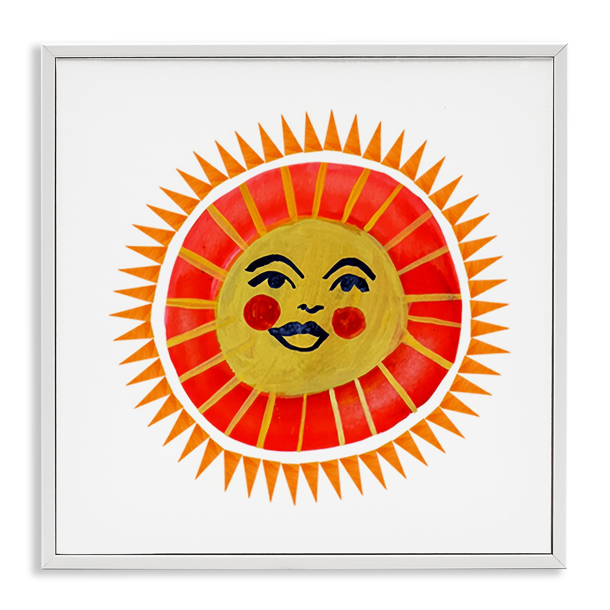 Stupell Industries Cheerful Boho Sun White Framed Giclee Art, design by Katherine Herrell Studio